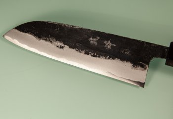 Takeo Murata Aogami 1 Wa-Santoku 165mm gelb/schwarz stabilisiert Bffelhorn