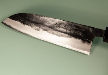 Takeo Murata Aogami 1 Wa-Santoku 165mm gelb/schwarz stabilisiert Bffelhorn