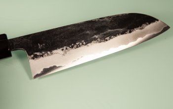 Takeo Murata Aogami 1 Wa-Santoku 165mm gelb/schwarz stabilisiert Bffelhorn