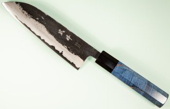 Takeo Murata Aogami 1 Wa-Santoku 165mm blau stabilisiert Bffelhorn