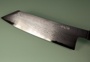 Hatsukokoro Komorebi Damascus Blue1 Wa-Bunka 185mm Wenge