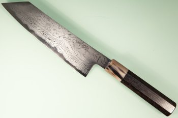 Hatsukokoro Komorebi Damascus Blue1 Wa-Bunka 185mm Ebony