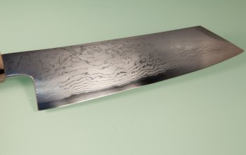 Hatsukokoro Komorebi Damascus Blue1 Wa-Bunka 185mm Ebony