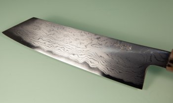 Hatsukokoro Komorebi Damascus Blue1 Wa-Bunka 185mm Ebony