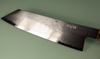 Hatsukokoro Komorebi Damascus Blue1 Wa-Bunka 185mm Ebony