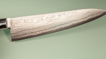 Kiya Hamono SG2 Suminagashi Damascus Gyuto 215mm