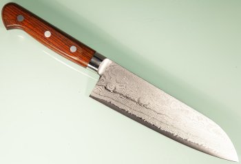 Kiya Hamono SG2 Suminagashi Damascus Santoku 170mm