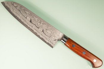 Kiya Hamono SG2 Suminagashi Damascus Santoku 170mm