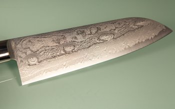 Kiya Hamono SG2 Suminagashi Damascus Santoku 170mm