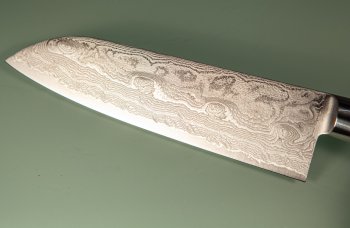 Kiya Hamono SG2 Suminagashi Damascus Santoku 170mm