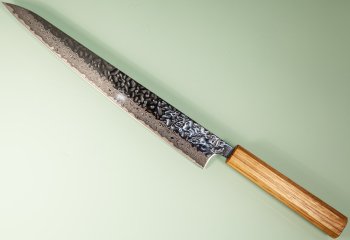 Tsunehisa AUS10 Tsuchime Damascus Wa-Sujihiki 275mm Oak