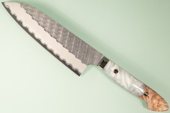 Nigara R2 Satin Tsuchime Santoku 170mm Maplewood/Resin Nr.1