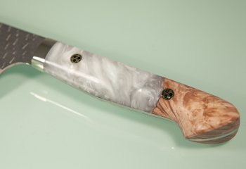 Nigara R2 Satin Tsuchime Santoku 170mm Maplewood/Resin Nr.1