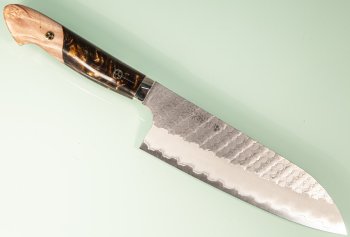 Nigara R2 Satin Tsuchime Santoku 170mm Maplewood/Resin Nr.2