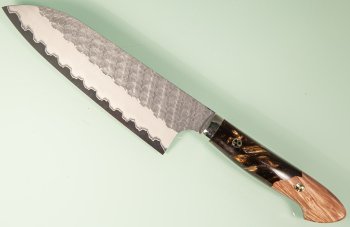 Nigara R2 Satin Tsuchime Santoku 170mm Maplewood/Resin Nr.2