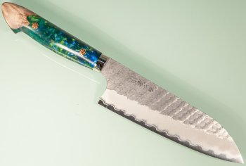 Nigara R2 Satin Tsuchime Santoku 170mm Maplewood/Resin Nr.3