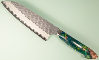 Nigara R2 Satin Tsuchime Santoku 170mm Maplewood/Resin Nr.3