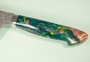 Nigara R2 Satin Tsuchime Santoku 170mm Maplewood/Resin Nr.3