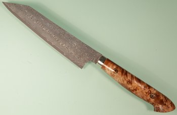 Nigara R2 Damascus black Kiritsuke-Petty 140mm Mapplewood