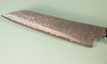 Nigara R2 Damascus black Kiritsuke-Petty 140mm Mapplewood