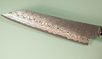 Nigara R2 Damascus black Kiritsuke-Petty 140mm Mapplewood