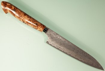 Nigara R2 Damascus black Petty 140mm Mapplewood