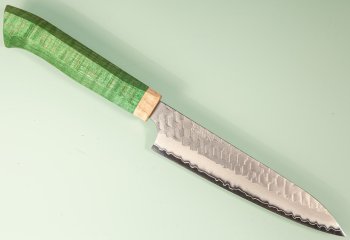 Nigara R2 Satin Tsuchime Wa-Petty 140mm green curved