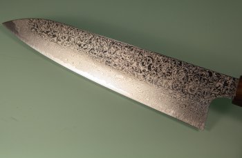 Hatsukokoro Ginyo Silver 3 Damascus Wa-Gyuto 215mm Ebenholz/helles Bffelhorn