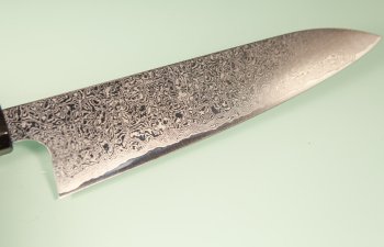 Hatsukokoro Ginyo Silver 3 Damascus Wa-Gyuto 215mm Ebenholz/dunkles Bffelhorn