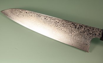 Hatsukokoro Ginyo Silver 3 Damascus Wa-Gyuto 215mm Ebenholz/dunkles Bffelhorn