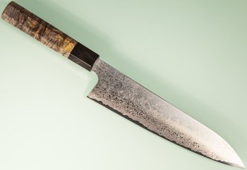 Hatsukokoro Ginyo Silver 3 Damascus Wa-Gyuto 215mm gelb/schwarz stabilisiert/Bffelhorn