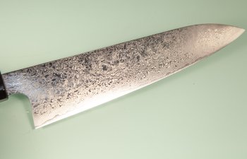 Hatsukokoro Ginyo Silver 3 Damascus Wa-Gyuto 215mm gelb/schwarz stabilisiert/Bffelhorn