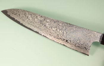 Hatsukokoro Ginyo Silver 3 Damascus Wa-Gyuto 215mm gelb/schwarz stabilisiert/Bffelhorn