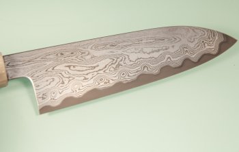 Nakagawa X Myojin Blue 1 black Damascus Wa-Santoku 170mm Ebony