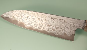 Nakagawa X Myojin Blue 1 black Damascus Wa-Santoku 170mm Ebony