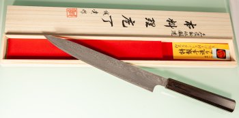 Tanaka Shigeki R2 Damascus Wa-Sujihiki 240mm Ebony