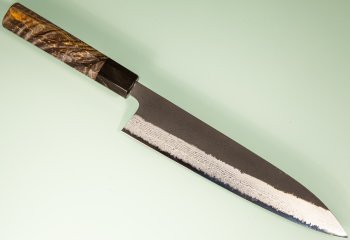 Hatsukokoro Shinkiro AS Damaskus Wa-Gyuto 220mm gelb/schwarz stabilisiert Bffelhorn