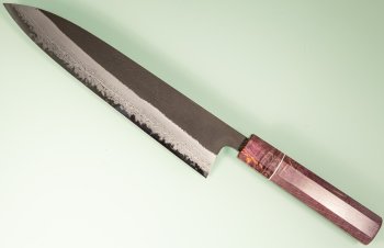 Hatsukokoro Shinkiro AS Damaskus Wa-Gyuto 220mm violett stabilisiert mit Ring