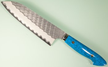 Nigara R2 Satin Tsuchime Santoku 170mm Trkisblau