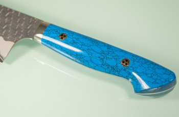 Nigara R2 Satin Tsuchime Santoku 170mm Trkisblau