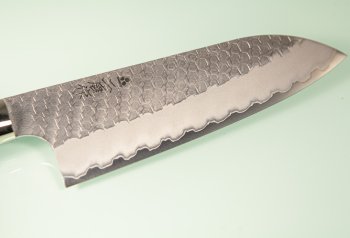 Nigara R2 Satin Tsuchime Santoku 170mm Trkisblau