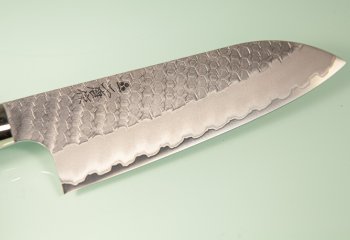 Nigara R2 Satin Tsuchime Santoku 170mm Trkisblau