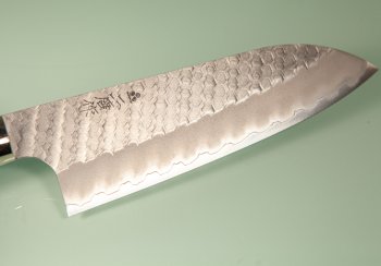 Nigara R2 Satin Tsuchime Santoku 170mm Trkisblau