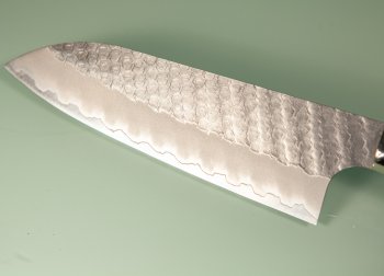 Nigara R2 Satin Tsuchime Santoku 170mm Trkisblau
