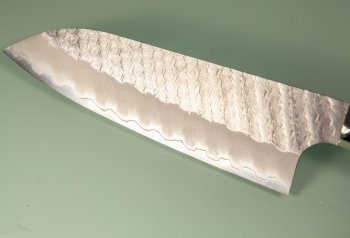 Nigara R2 Satin Tsuchime Santoku 170mm Trkisblau