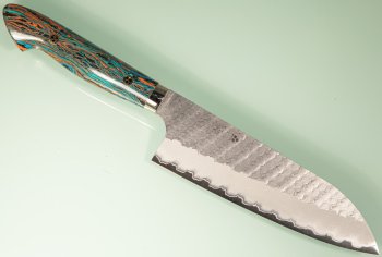 Nigara R2 Satin Tsuchime Santoku 170mm Trkismix