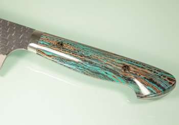 Nigara R2 Satin Tsuchime Santoku 170mm Trkismix