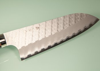 Nigara R2 Satin Tsuchime Santoku 170mm Trkismix