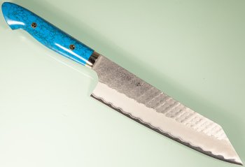 Nigara R2 Satin Tsuchime Kiritsuke 200mm Trkisblau