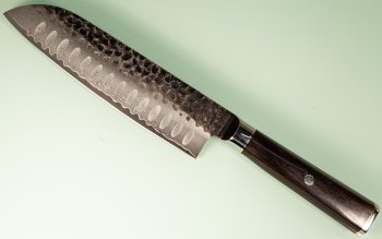 Guangzhou VG10 Damascus Tsuchime Kurouchi Santoku 185mm